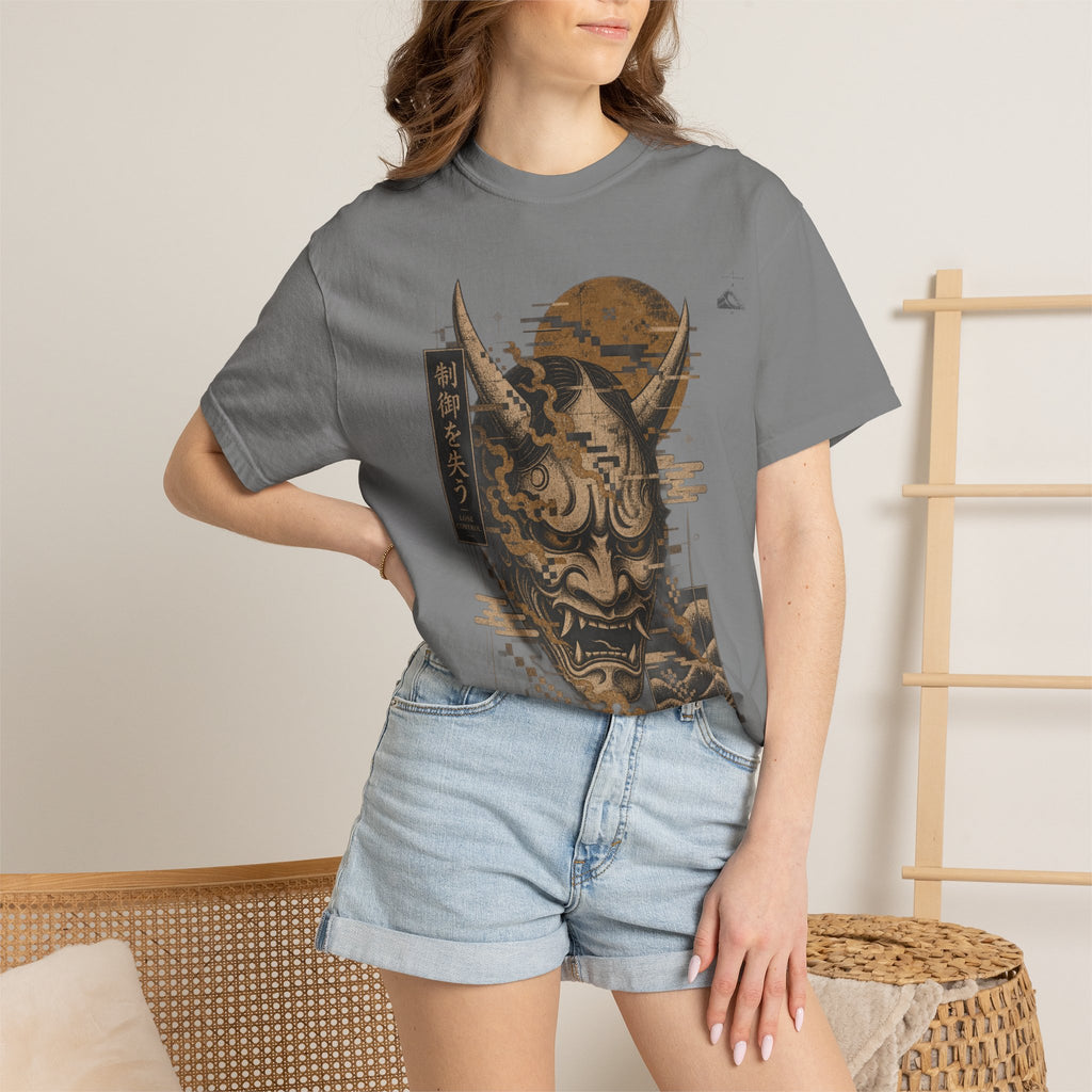 Golden Oni Glitch T-Shirt | Soft Error Voxel Series