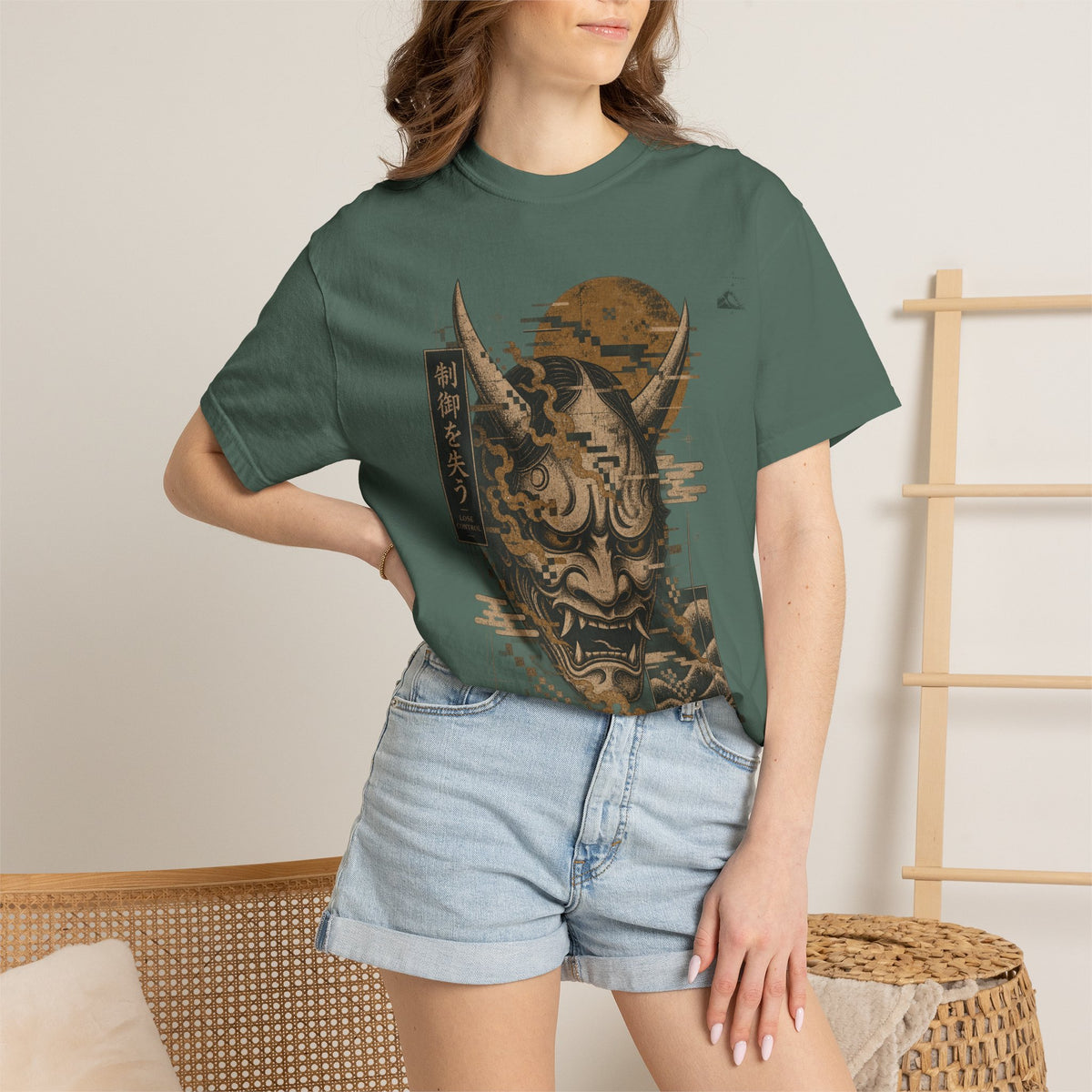Golden Oni Glitch T-Shirt | Soft Error Voxel Series