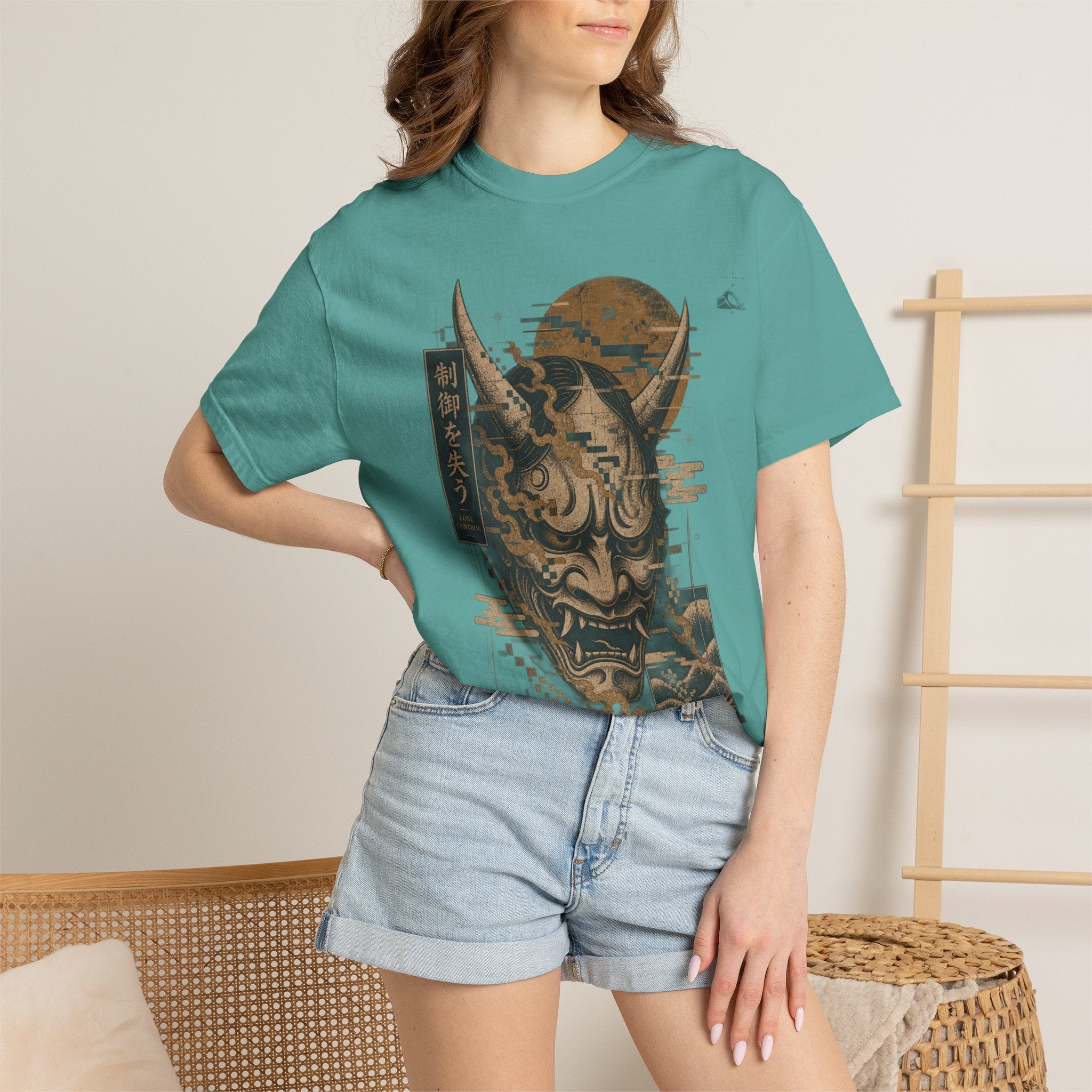 Golden Oni Glitch T-Shirt | Soft Error Voxel Series