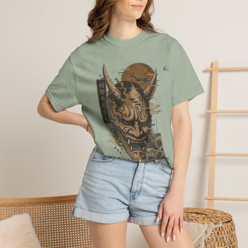 Golden Oni Glitch T-Shirt | Soft Error Voxel Series