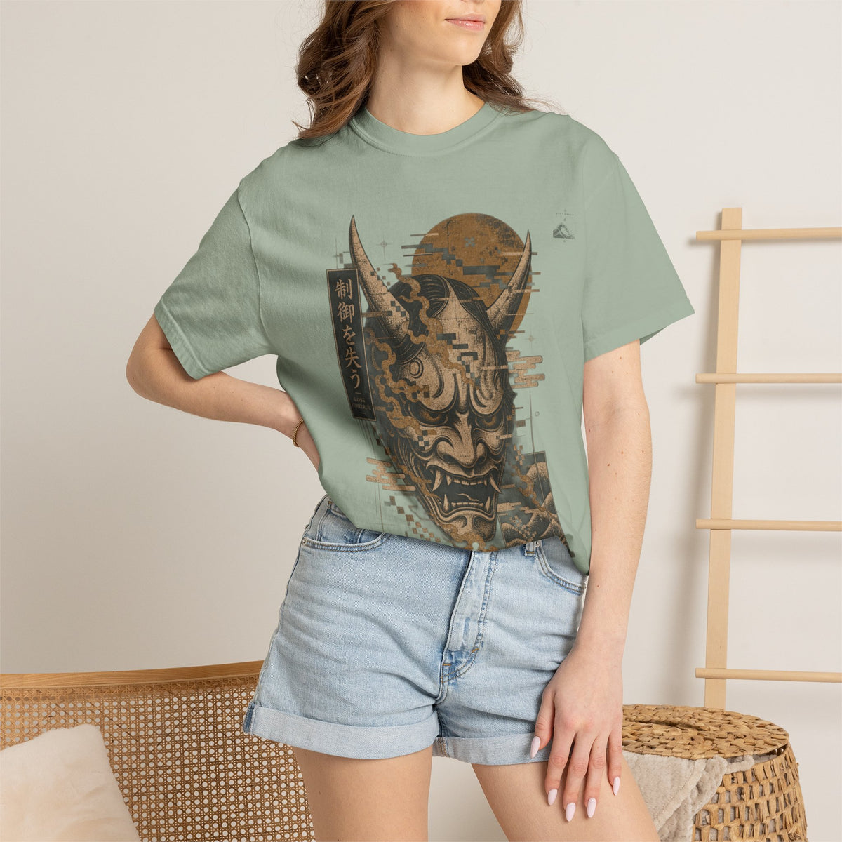 Golden Oni Glitch T-Shirt | Soft Error Voxel Series